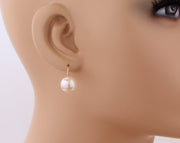 Round Freshwater Pearl Hook Earrings